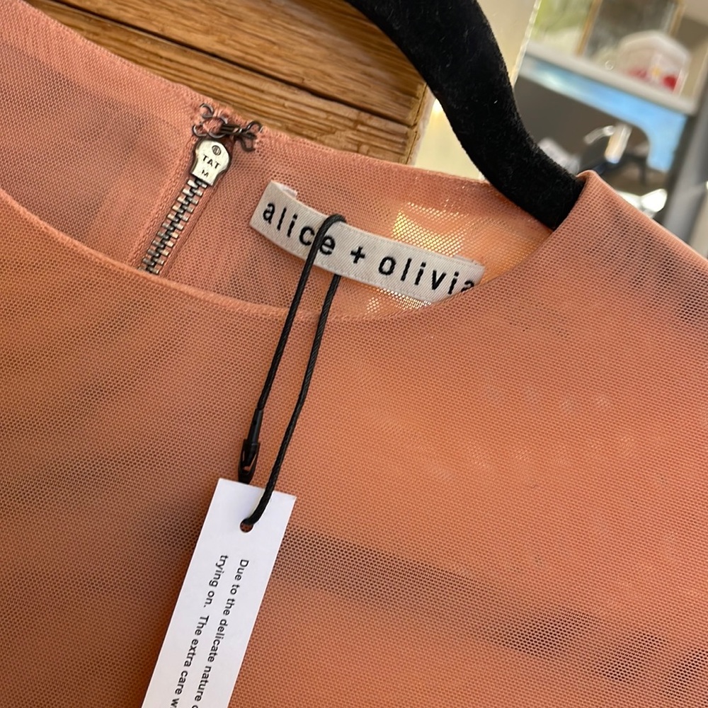 Alice + Olivia Peach Mesh Bodysuit